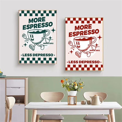more espresso less depresso coffee quote kitchen canvas