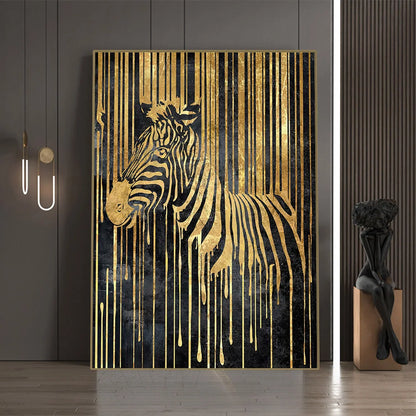 Abstract Gold Line Animals Canvas