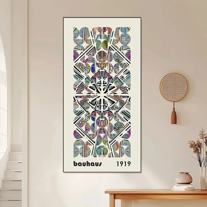 colorful bauhaus long narrow panoramic mid century canvas