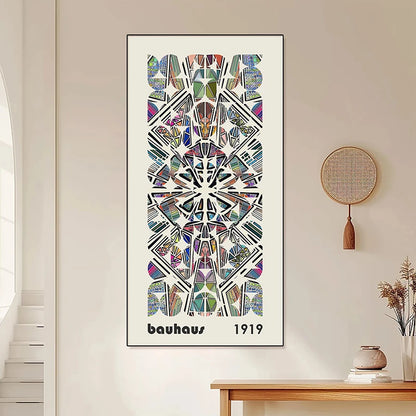 colorful bauhaus long narrow panoramic mid century canvas