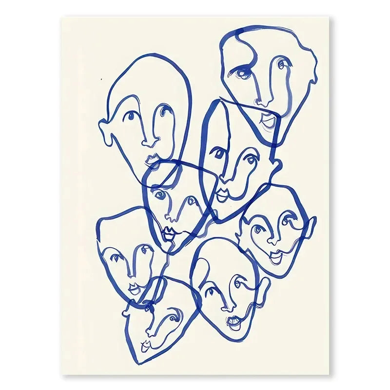 Nordic Abstract Blue Silhouette Canvas