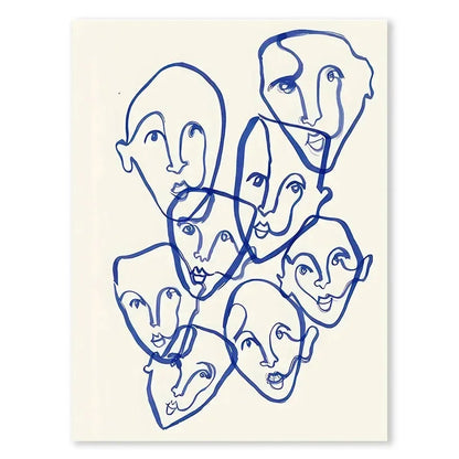 Nordic Abstract Blue Silhouette Canvas