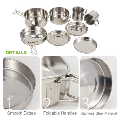Portable Travel Cookware Kit - 8 Pack