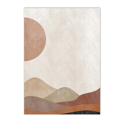 boho mid century abstract sun moon mountain canvas