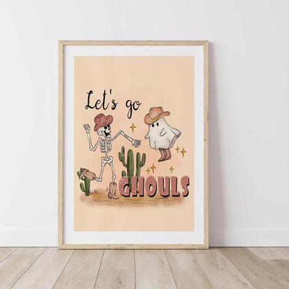 Vintage ghost and pumpkin Halloween “Creep It Real” canvas wall art