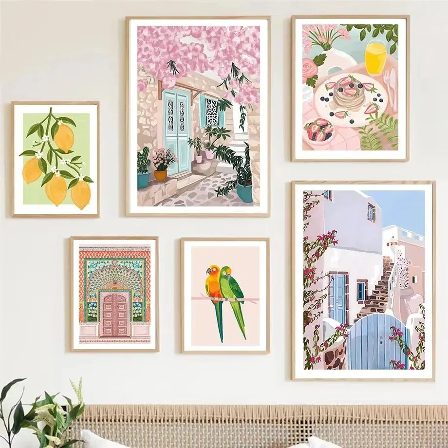 Moroccan Parrot & Lemon Flower Canvas