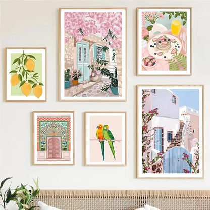 Moroccan Parrot & Lemon Flower Canvas
