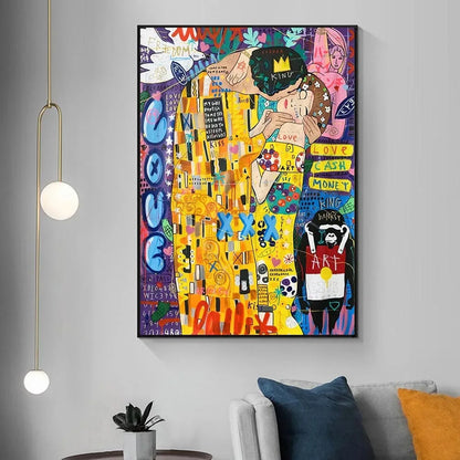 Banksy & Gustav Klimt Graffiti Canvas