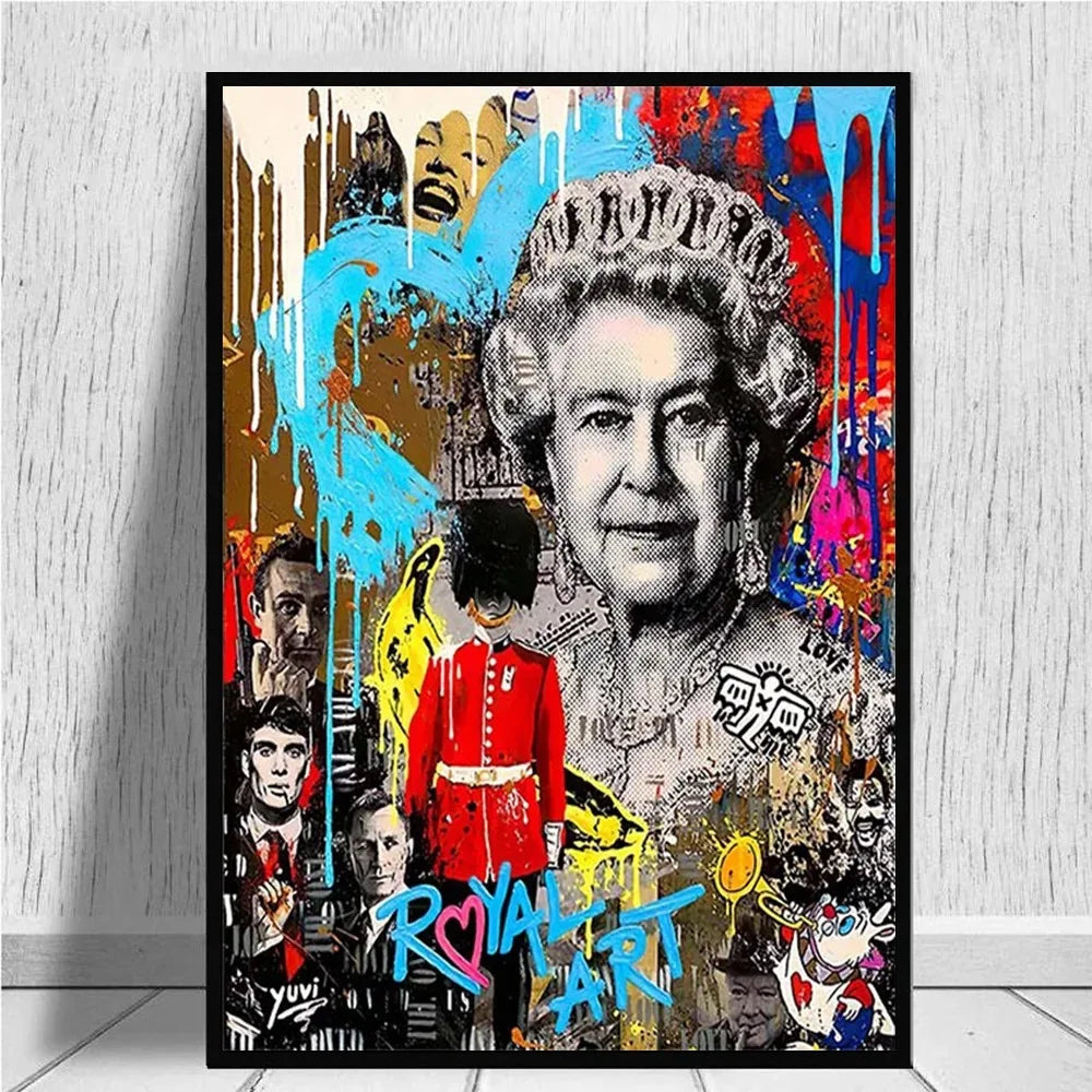 Queen Elizabeth Pop Graffiti Canvas Print