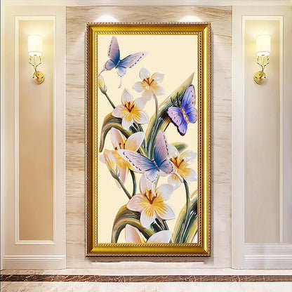 retro chinese style butterfly and flower vintage canvas print