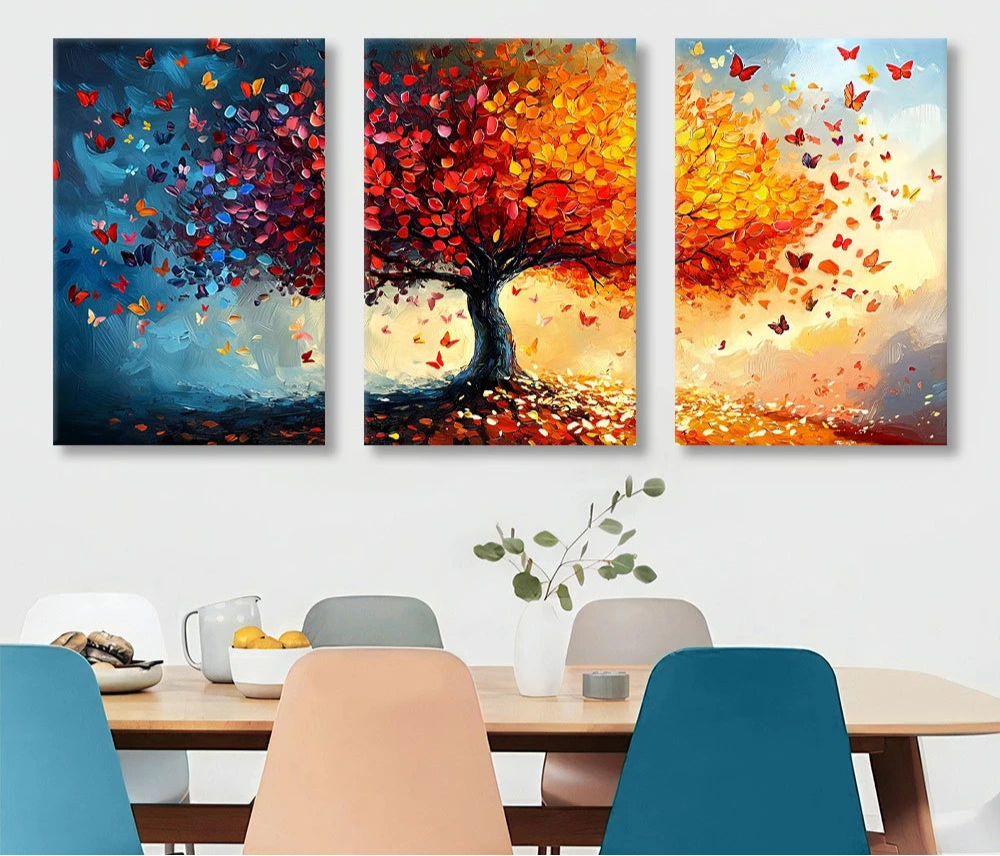 Colourful Tree of Life Canvas - Set Of 3