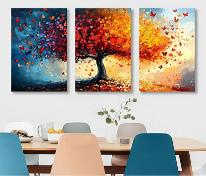 Colourful Tree of Life Canvas - Set Of 3