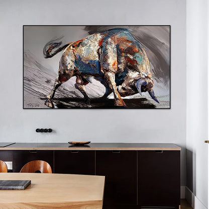 Abstract Colorful Bull Canvas Print