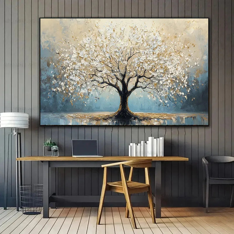 large textured abstract tree oil painting canvas wall art