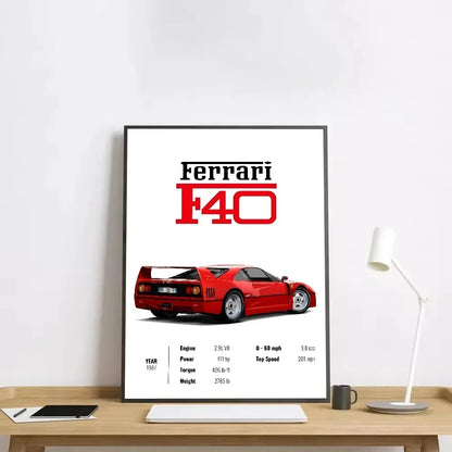 Classic red Italian sports car canvas wall art