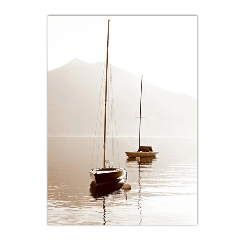 beige reed grass landscape with bridge nordic canvas