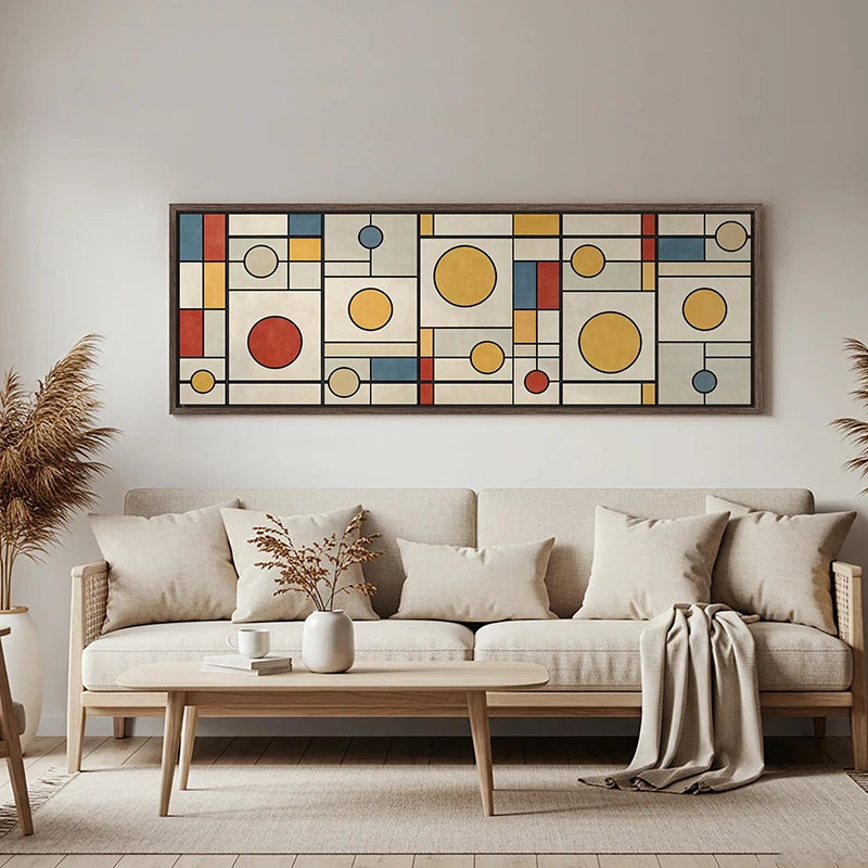 long horizontal mid century geometric unframed canvas
