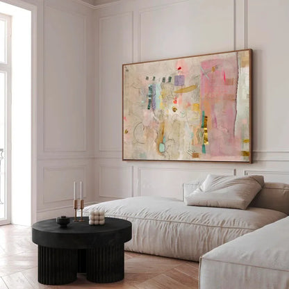 large minimalist textured pastel multicolor abstract unframed canvas