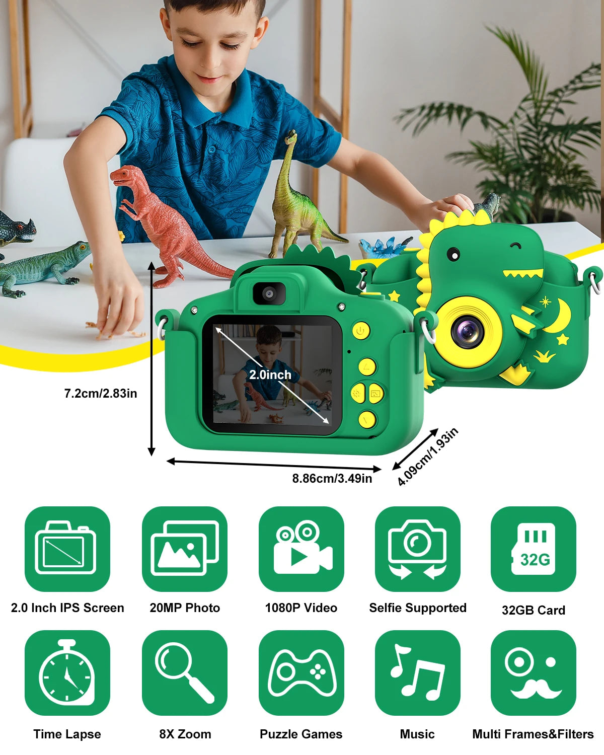 Kids Dinosaur Shaped Digital Camera