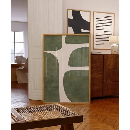 mid century green organic lines minimalist unframed canvas