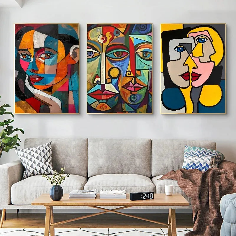 Cubist figures abstract Picasso-style canvas wall art