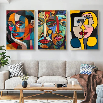 Cubist figures abstract Picasso-style canvas wall art