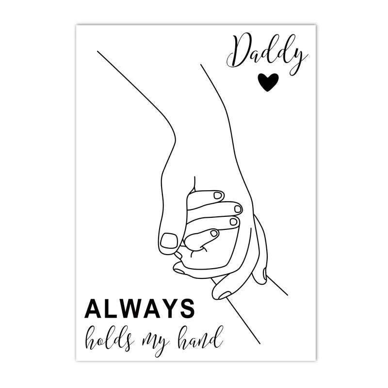 family hands and feet line drawing custom name canvas