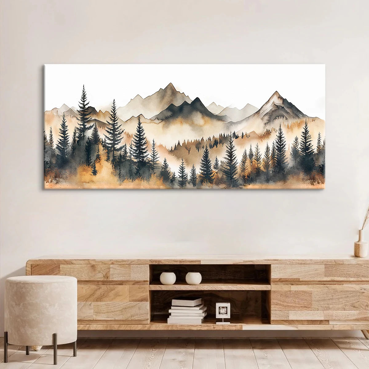 Romantic Trees & Mountains Landscape Canvas - Set Of 3