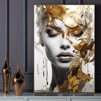 modern abstract portrait of a woman’s face unframed canvas