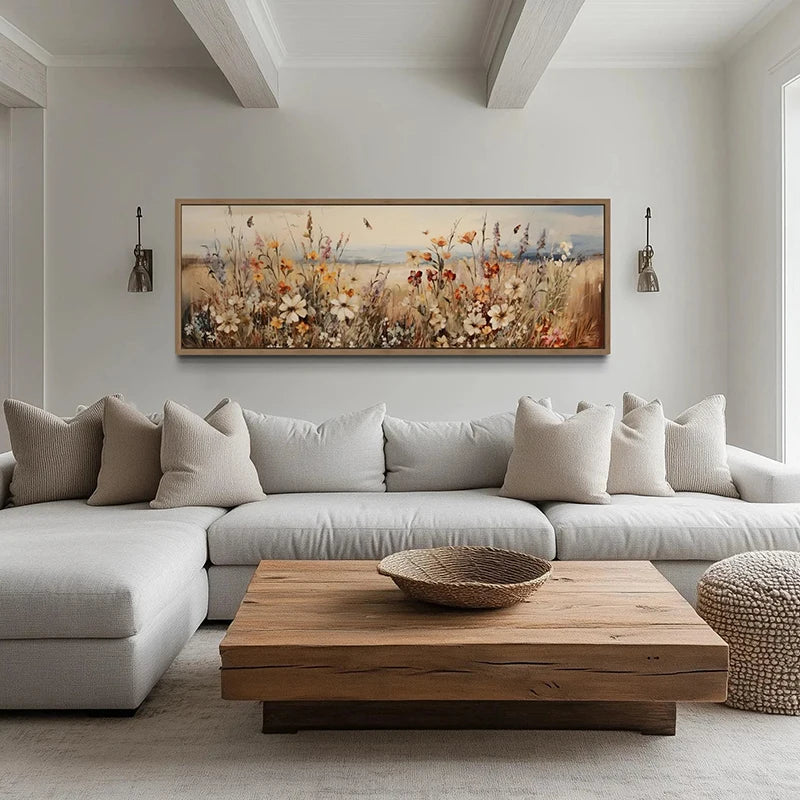 retro rustic wildflowers field farmhouse boho canvas