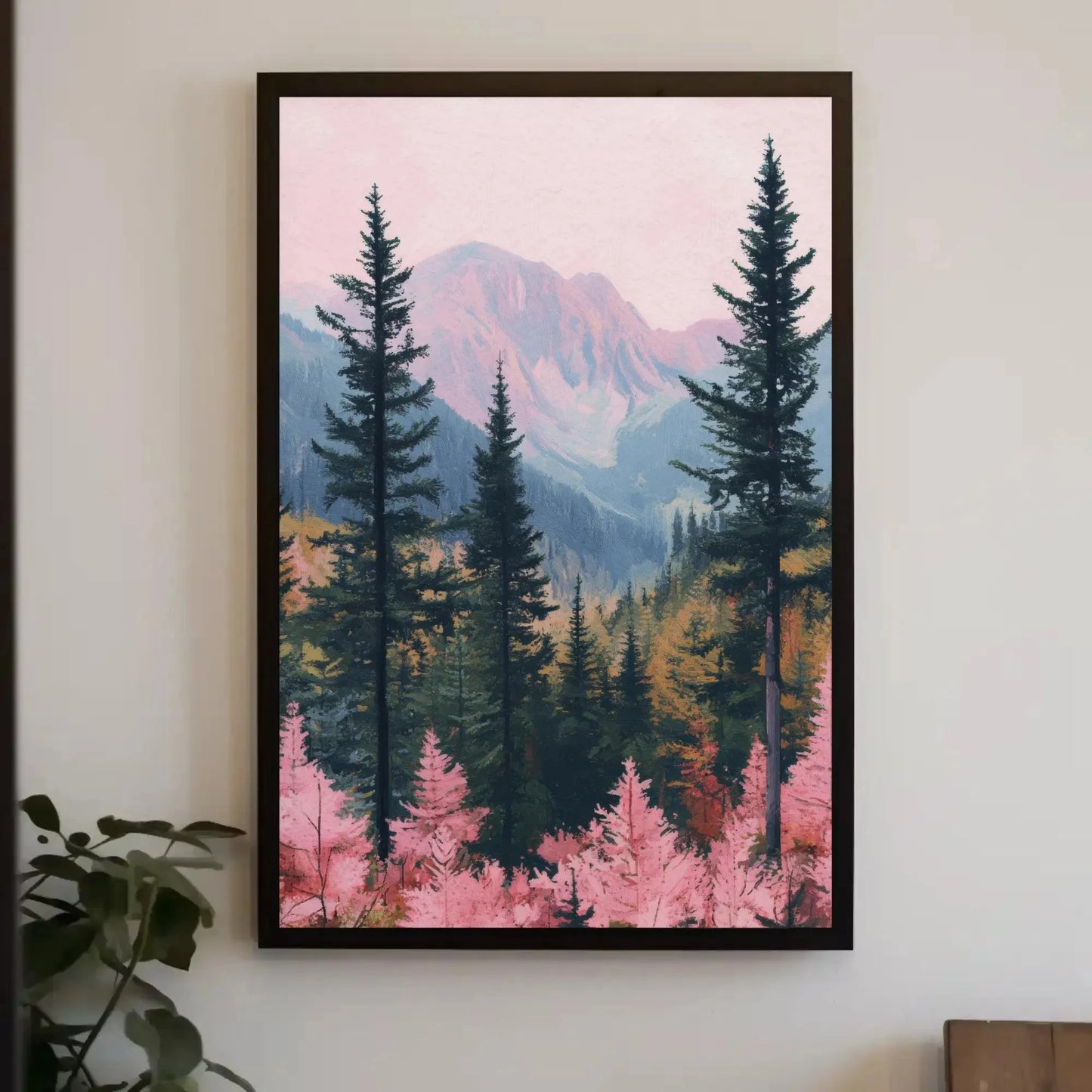 Pink Alpine Forest Mountain Canvas Print