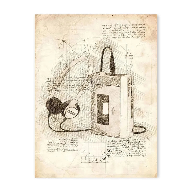 Vintage Sketch Gaming Blueprint Prints Collection