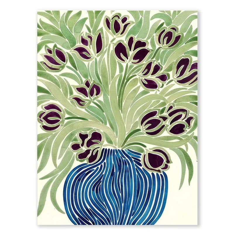 Abstract Tulips & Violets Canvas