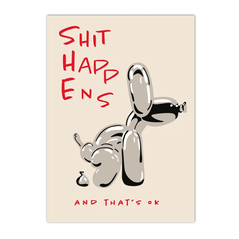 Pink Balloon Dog Quote Canvas Print