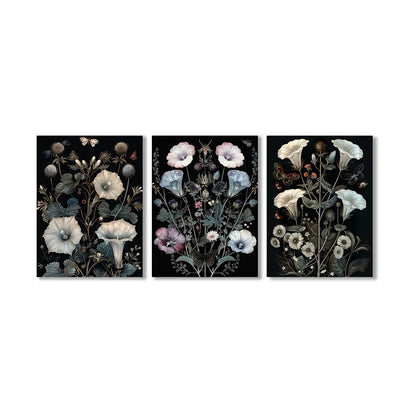 Vintage botanical butterfly with morning glory and ferns canvas