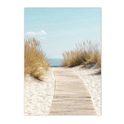 swan with surfboard under coconut tree tropical beach canvas wall art