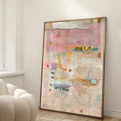 large minimalist textured pastel multicolor abstract unframed canvas