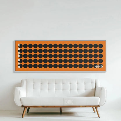 mid century bauhaus black circles panoramic horizontal canvas