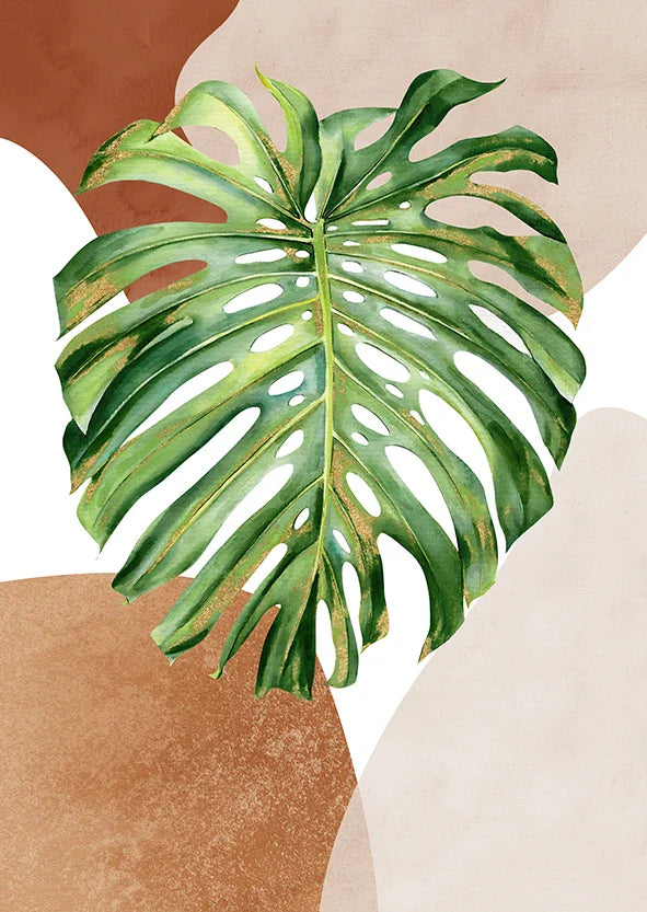 Boho Green Palm Leaves Canvas Print