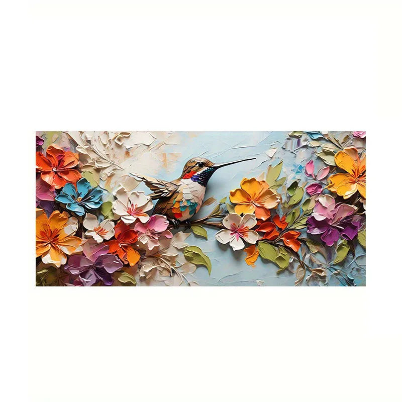 vibrant floral hummingbird unframed modern canvas