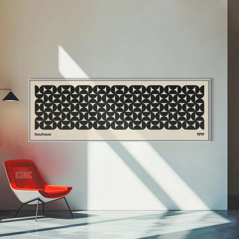 wide horizontal bauhaus mid-century panoramic canvas