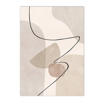 abstract beige geometric line art canvas wall art