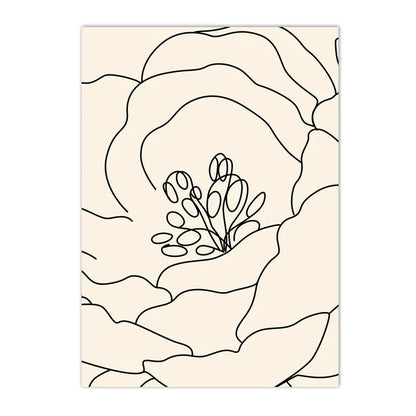 minimalist line drawing of a daisy botanical canvas