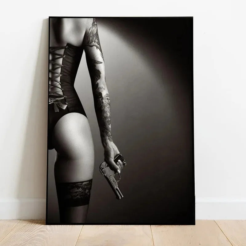 tasteful black and white nude figure canvas wall art