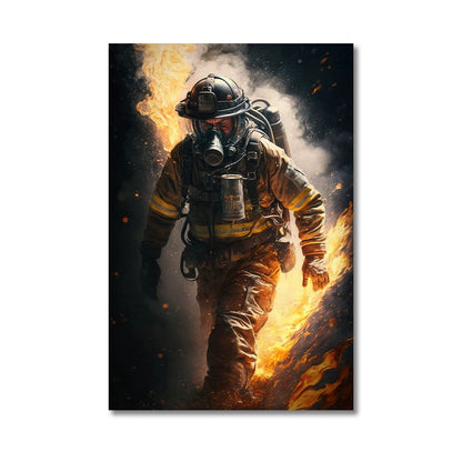 bold firefighter portrait motivational canvas wall art