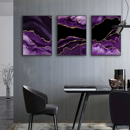 Black, Purple & Gold Abstract Canvas Print