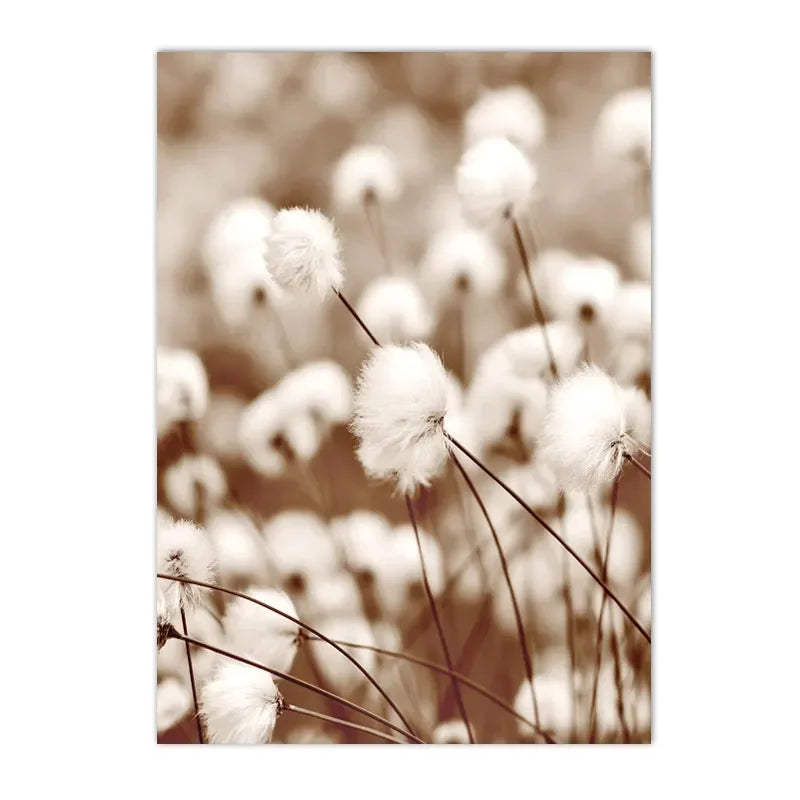dried flowers with reeds, bridge and lake bird Nordic canvas wall art