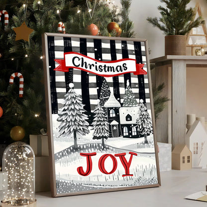 Christmas canvas with polar bear, Santa and snowman