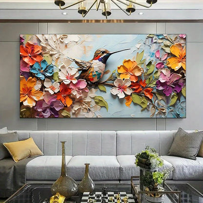 vibrant floral hummingbird unframed modern canvas