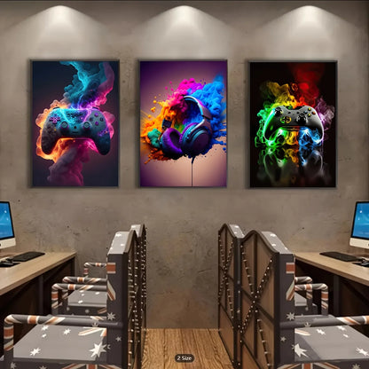 three piece game controller modern unframed canvas set